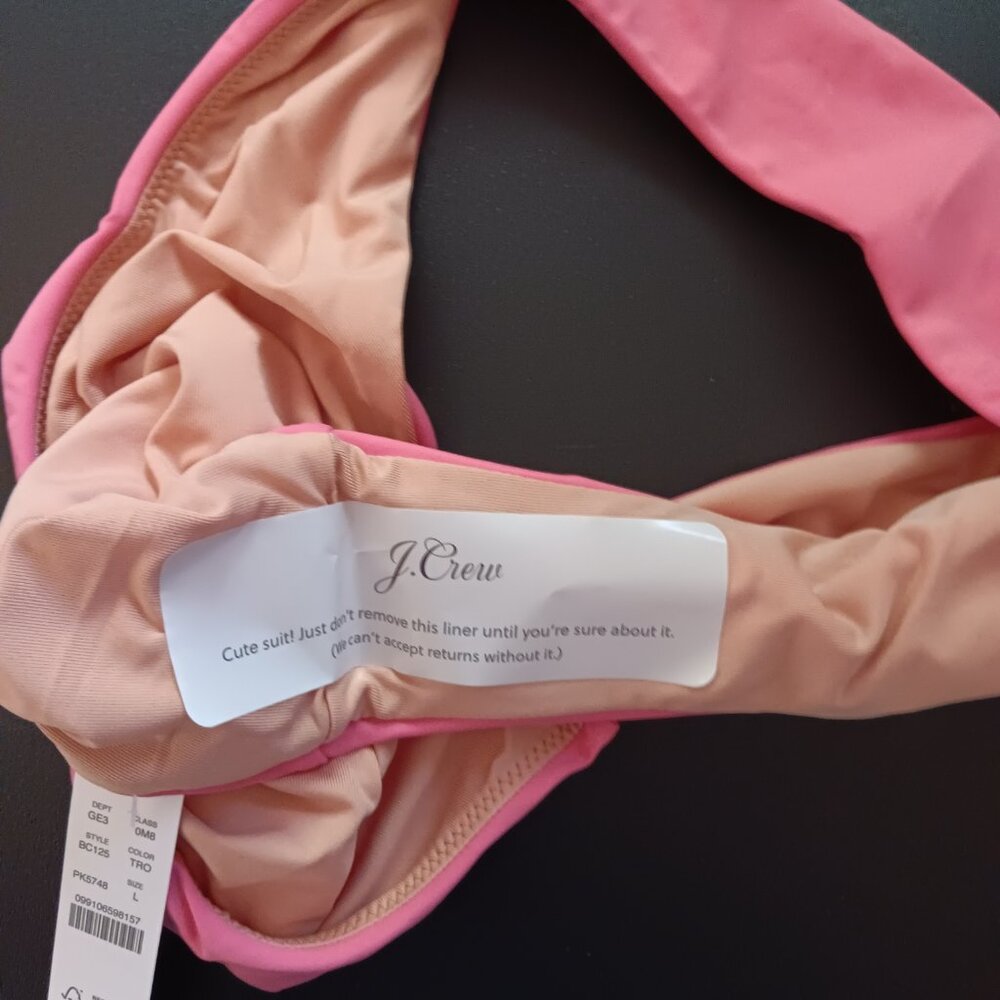 J Crew Women's BC125 Pink Curved Waist Cheeky Bikini Bottom Large NWT - Picture 4 of 4